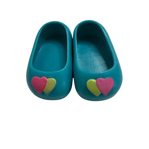 AMERICAN GIRL Teal Green Pink Hearts Ballet Flat Shoes for 18" doll - Picture 2 of 4